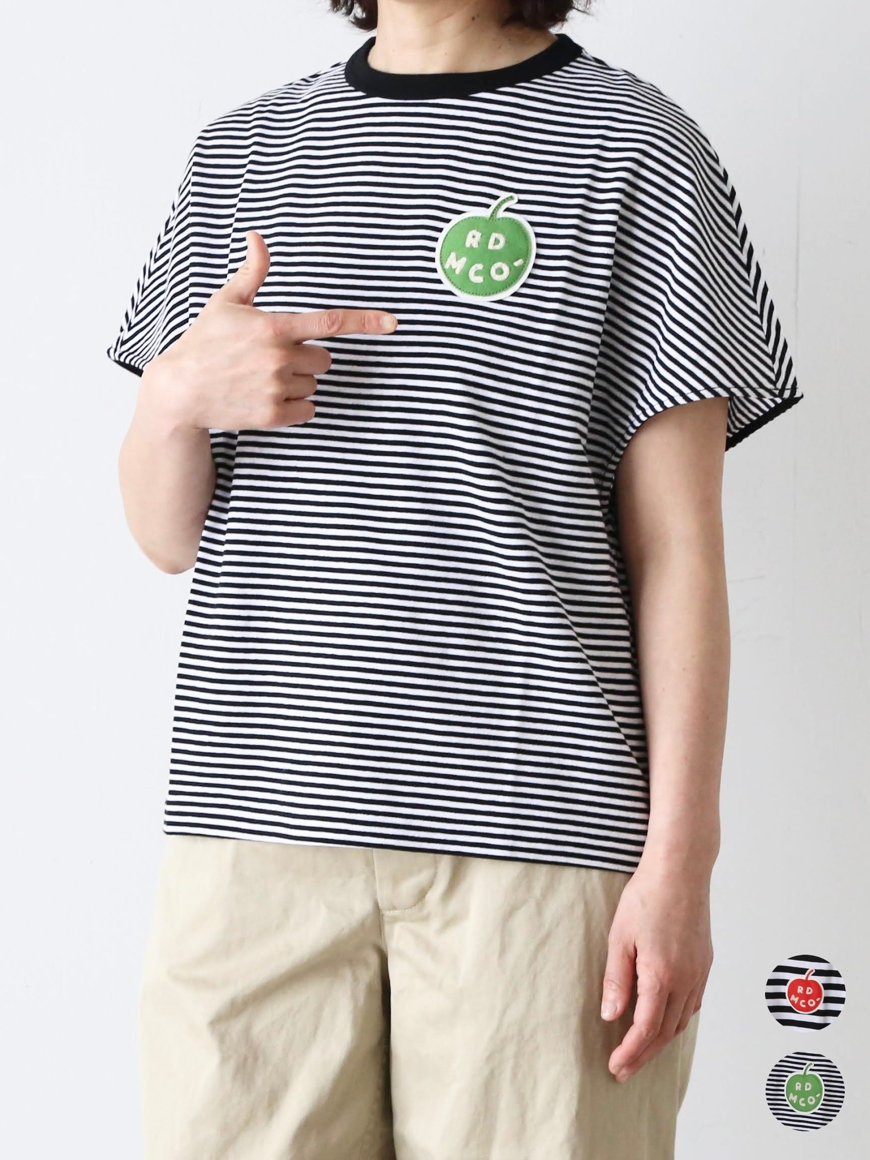 R&D.M.Co- ガーゼボーダードロップTシャツ [8038] – CREER