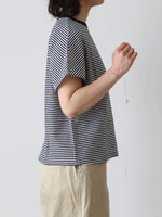 画像をギャラリービューアに読み込む, R&amp;D.M.Co- ガーゼボーダードロップTシャツ [8038]
