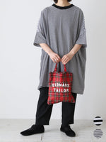 画像をギャラリービューアに読み込む, R&amp;D.M.Co- ガーゼボーダーオーバーサイズハーフスリーブTシャツ [8039]
