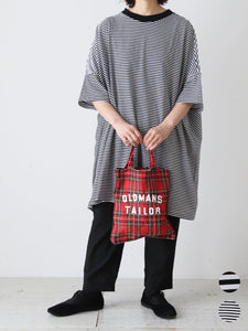 R&D.M.Co- ガーゼボーダーオーバーサイズハーフスリーブTシャツ