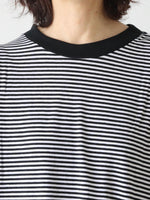 画像をギャラリービューアに読み込む, R&amp;D.M.Co- ガーゼボーダーオーバーサイズハーフスリーブTシャツ [8039]
