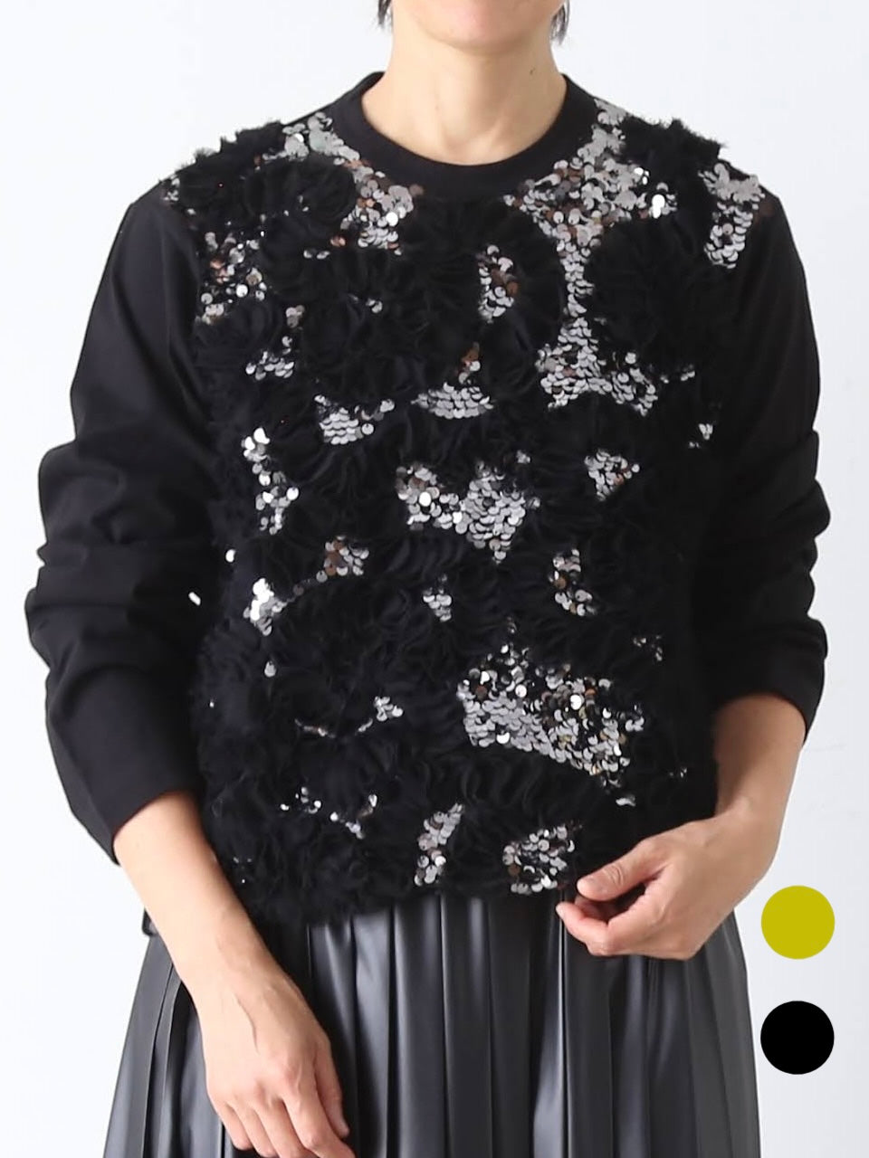 tao  エステルチュール×綿天竺 刺繍Tシャツ [TP-T008-051]