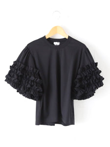 noir kei ninomiya 綿ポンチTシャツ(フリル袖) [3P-T013-051] – CREER