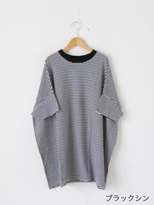 R&D.M.Co- ガーゼボーダーオーバーサイズハーフスリーブTシャツ