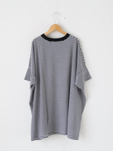 R&D.M.Co- ガーゼボーダーオーバーサイズハーフスリーブTシャツ