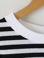 画像をギャラリービューアに読み込む, R&amp;D.M.Co- ガーゼボーダーオーバーサイズハーフスリーブTシャツ [8039]
