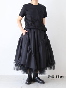 noir kei ninomiya ウールトロ×ナイロンチュールスカート [3Q-S008-051