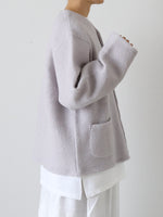 Load image into Gallery viewer, Chimala Unisex Top Gray Brushed Fleece Vintage Sweat Cardigan [CS38-K12]
