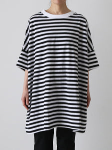 R&D.M.Co-ガーゼボーダーオーバーサイズハーフスリーブTシャツ R&D.M.Co- ガーゼボーダーオーバーサイズハーフスリーブTシャツ