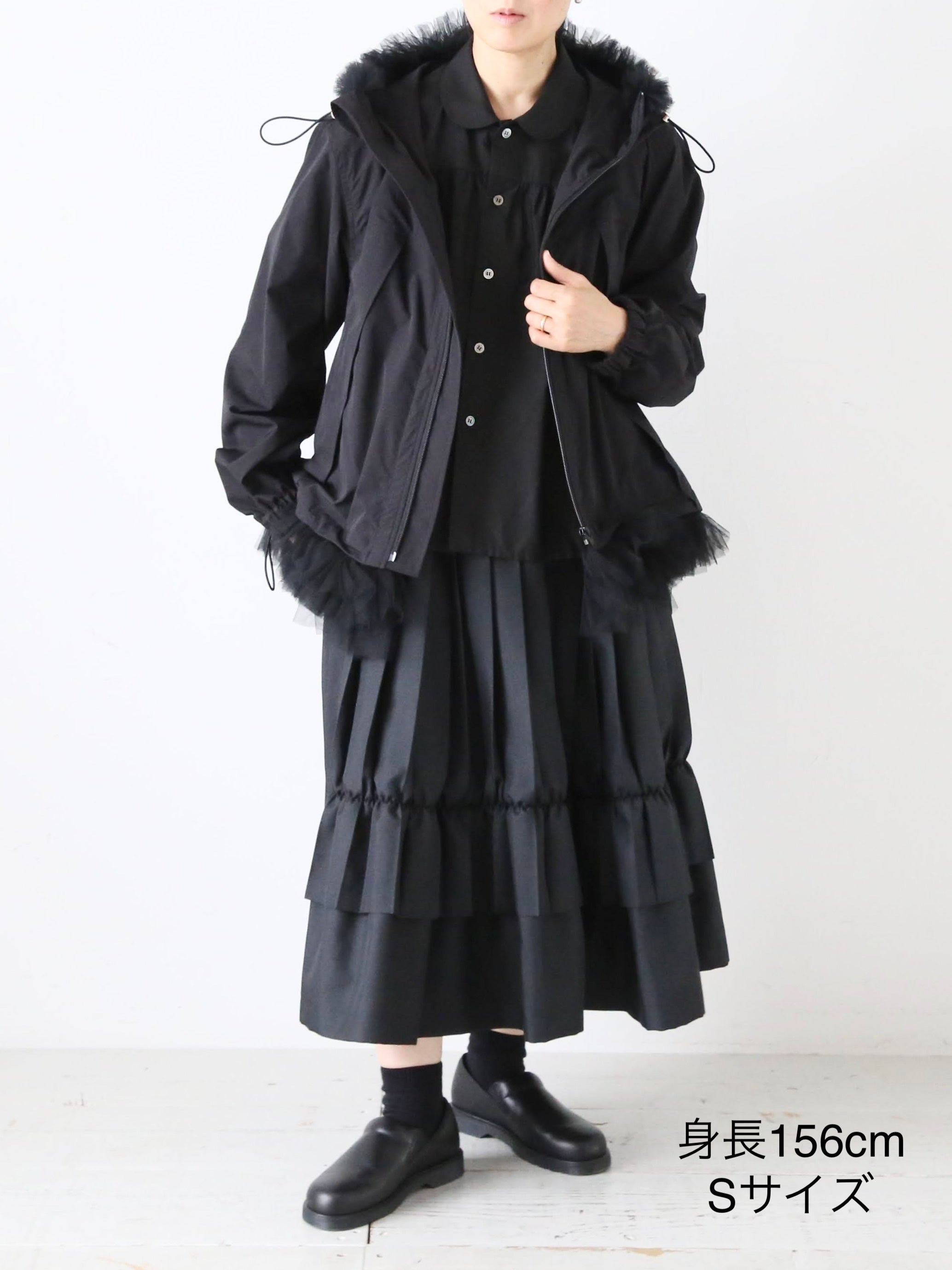 noir kei ninomiya エステルタイプライター×ナイロンチュールブラウス