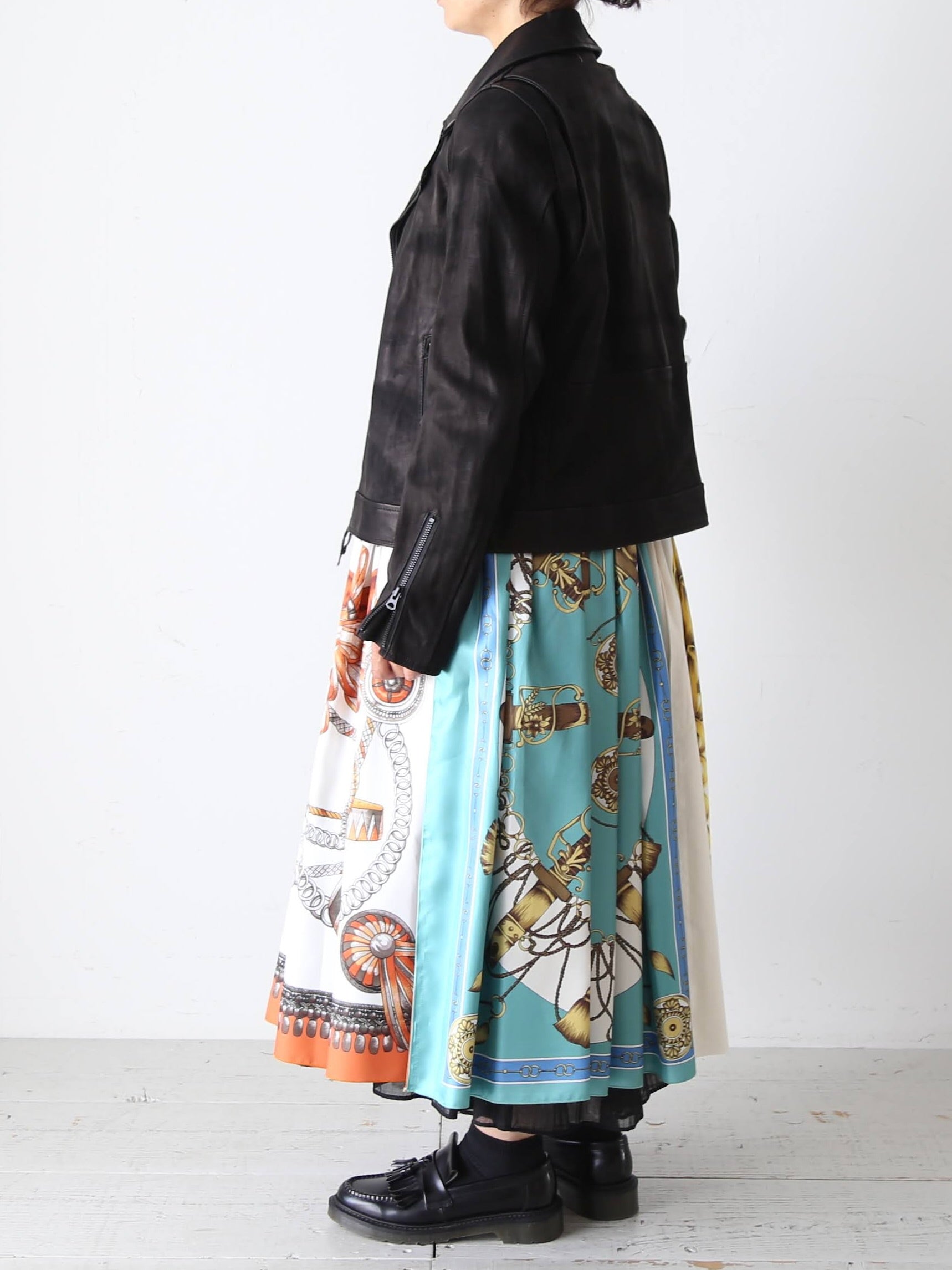 tao エステルスカーフ柄プリントMIXスカートA柄 [TP-S016-051-A]