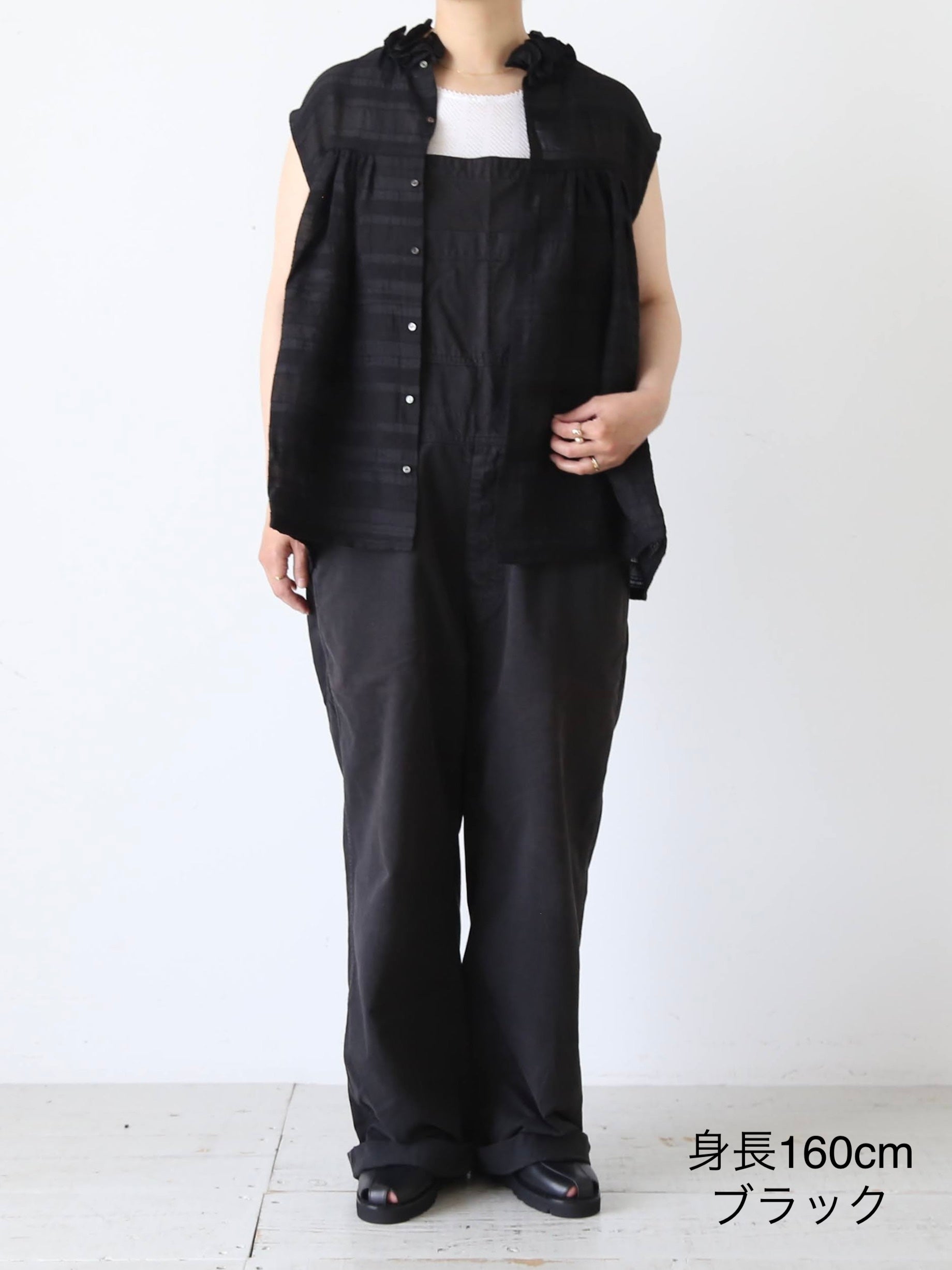 Veritecoeur チェックブラウス 製品染め 立体感 衿フリル 2色 – CREER