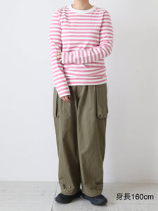 R&D.M.Co- 裏起毛ボーダークルーネックロングスリーブTシャツ [7012