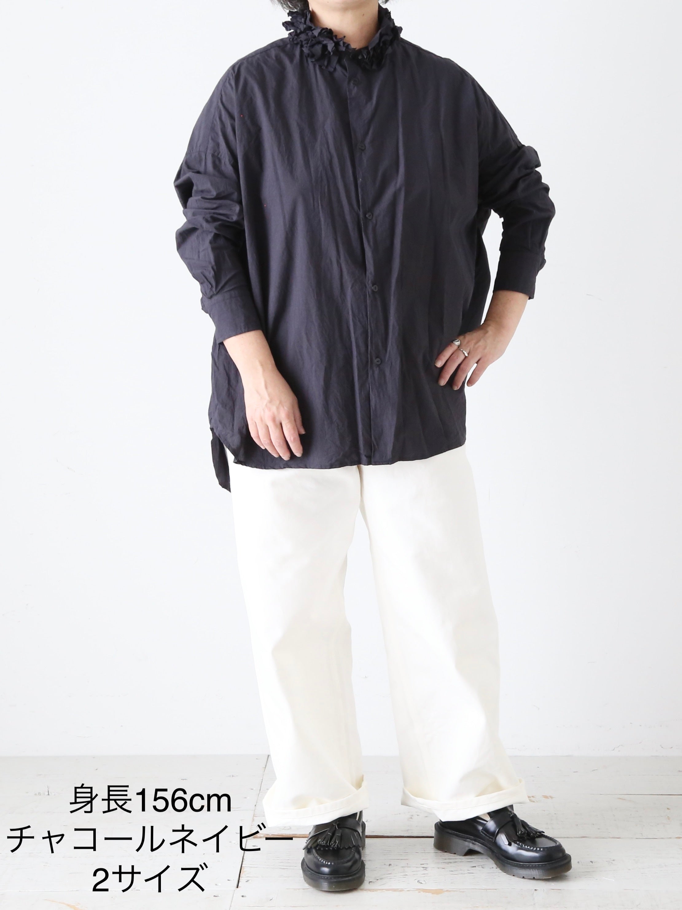 トゥジュー　TOUJOURS リネンラッフルシャツ　サイズ2 TOUJOURS ネックラッフルシャツ [MM45PS01] – CREER