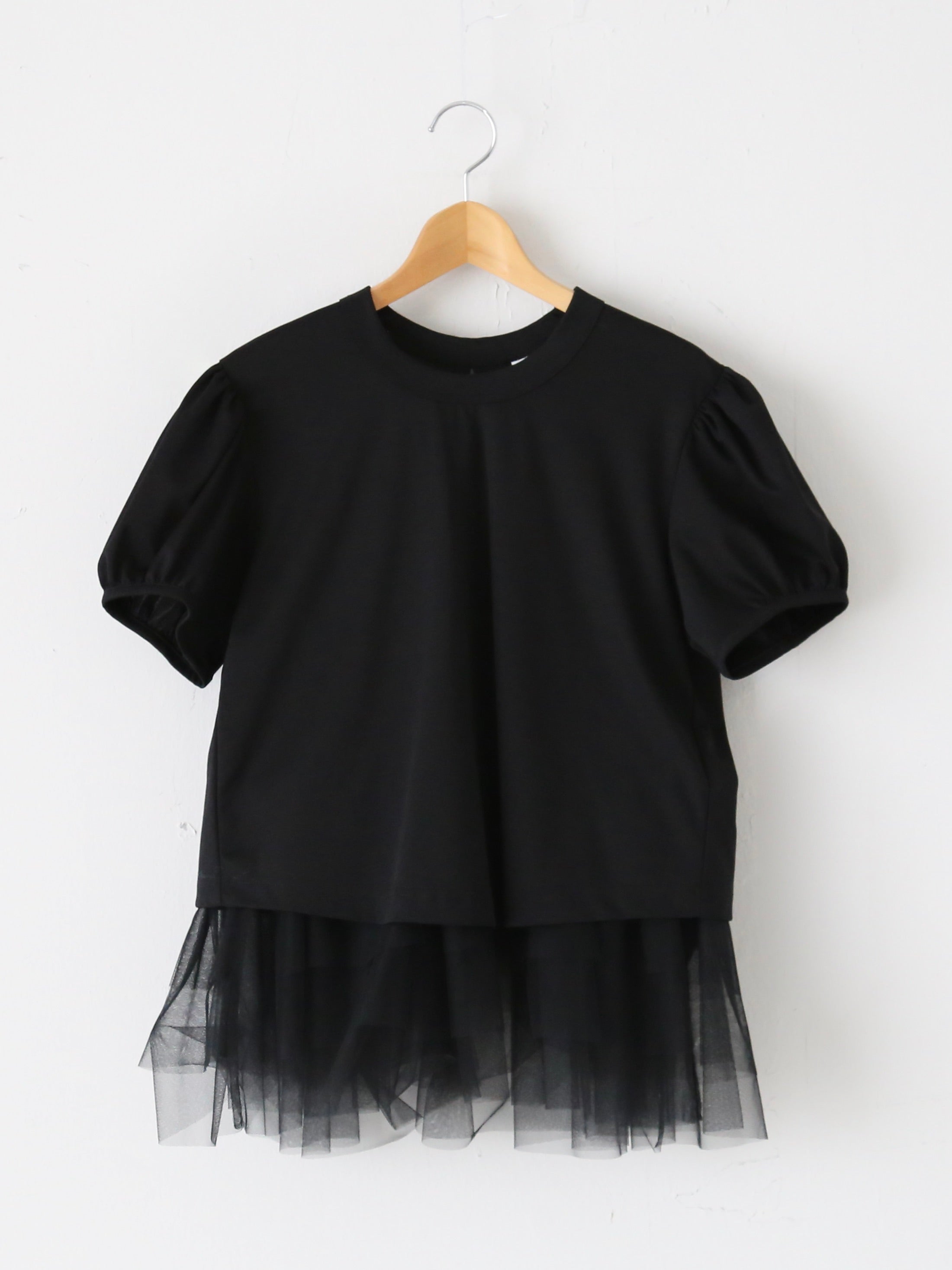 noir kei ninomiya 綿ポンチ×ナイロンチュールTシャツ [3M-T002-051 