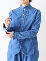 画像をギャラリービューアに読み込む, R&amp;D.M.Co- インディゴライトコーデュロイフリルカラーシャツ　[7677]
