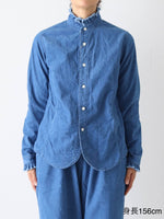 画像をギャラリービューアに読み込む, R&amp;D.M.Co- インディゴライトコーデュロイフリルカラーシャツ　[7677]
