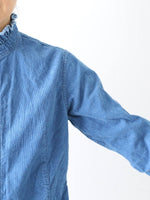 画像をギャラリービューアに読み込む, R&amp;D.M.Co- インディゴライトコーデュロイフリルカラーシャツ　[7677]
