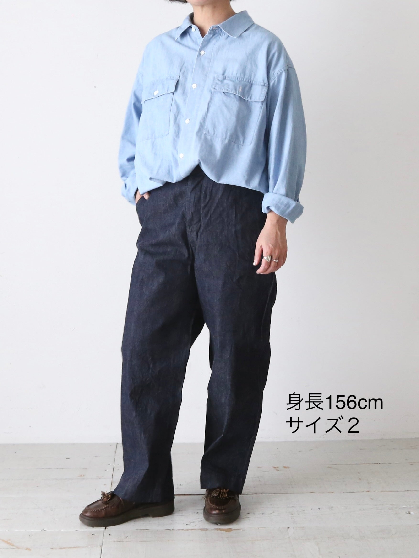 TOUJOURS ダブルポケット フィールドシャツ シャンブレー インディゴ