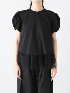 noir kei ninomiya 綿ポンチ×ナイロンチュールTシャツ [3M-T002-051]