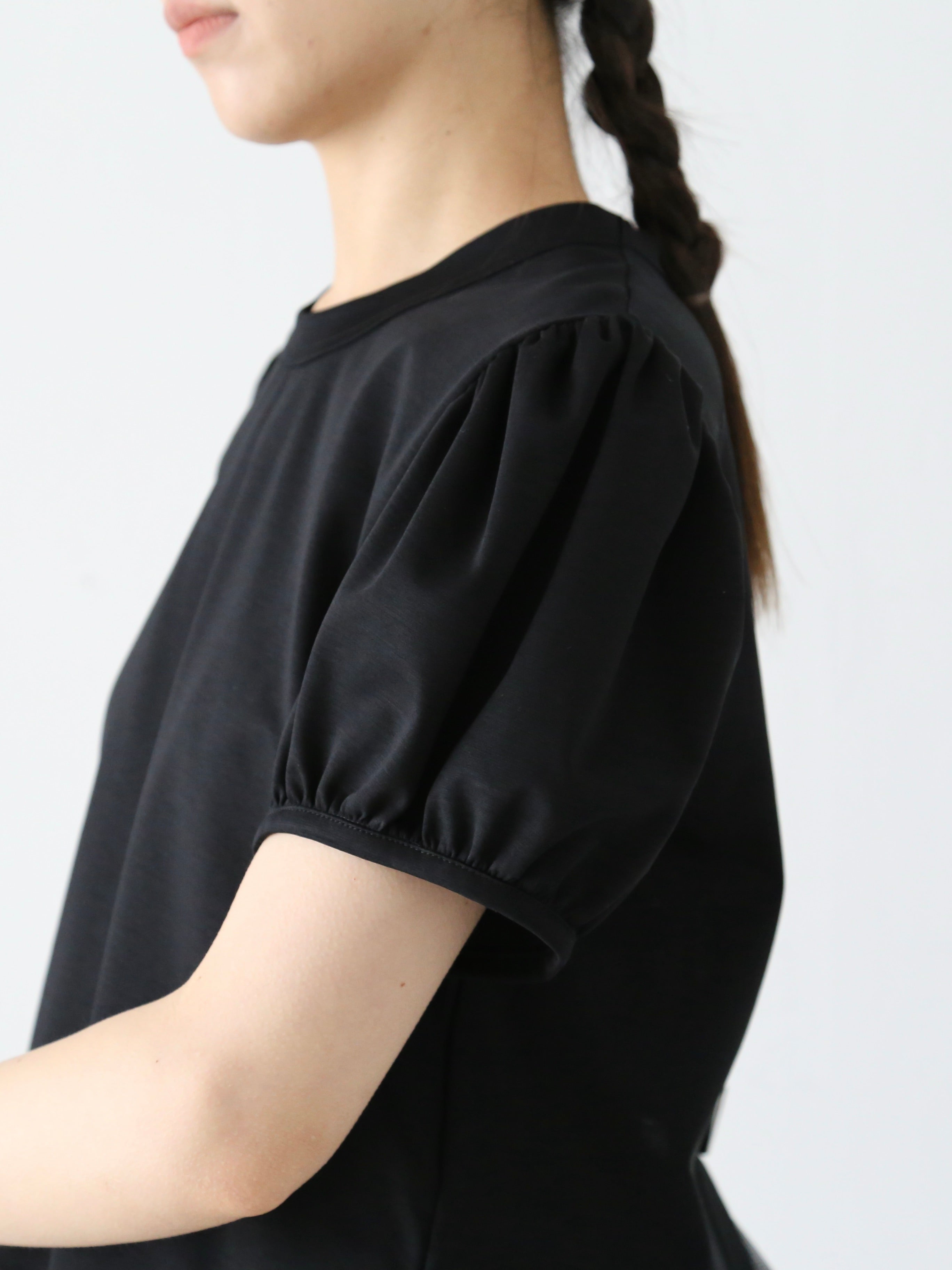 noir kei ninomiya 綿ポンチ×ナイロンチュールTシャツ [3M-T002-051 