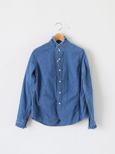 R&D.M.Co- インディゴライトコーデュロイフリルカラーシャツ [7677