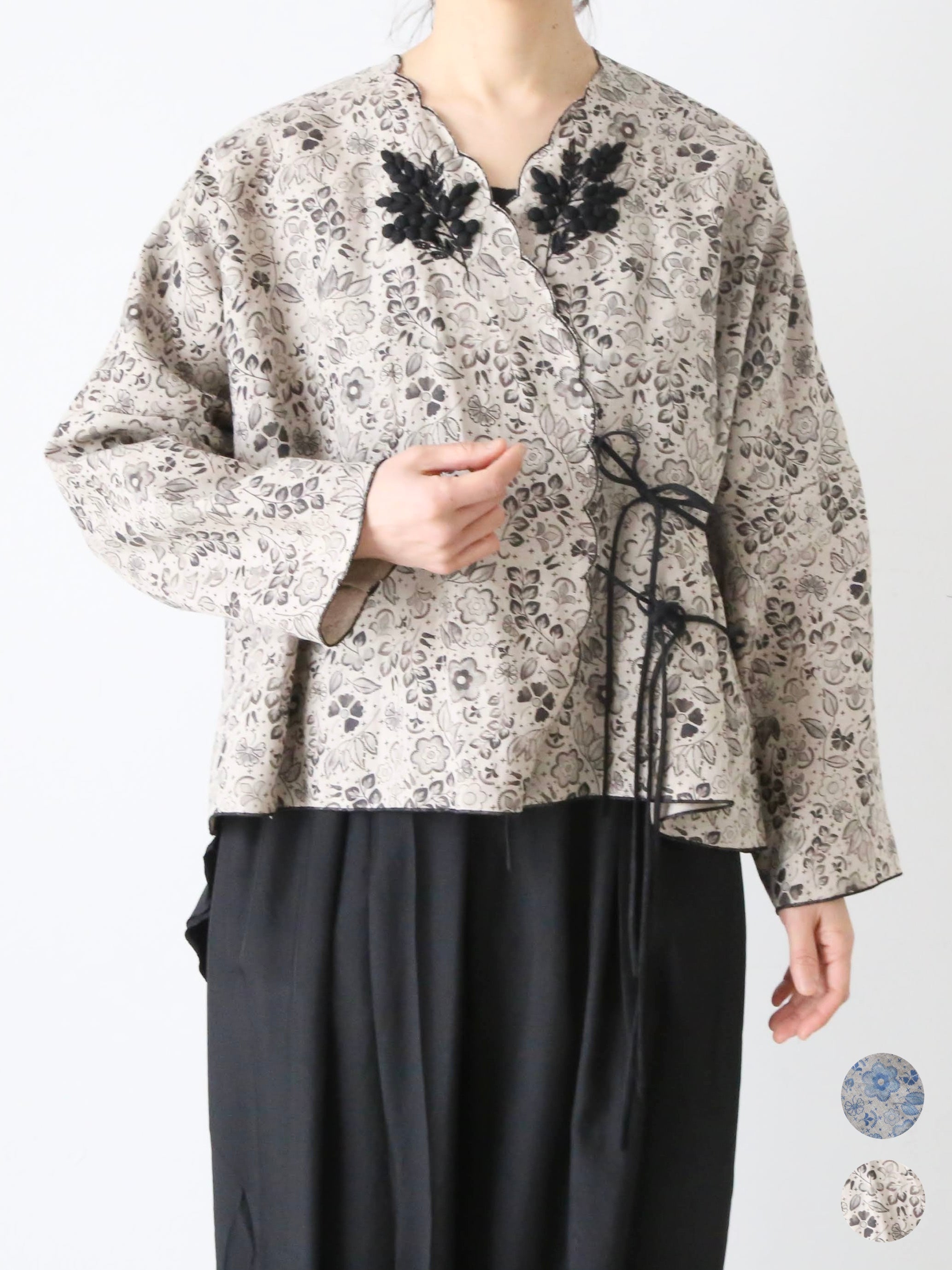 TOWAVASE トワヴァーズ ボンボヤージュ カシュクールブラウス グレー