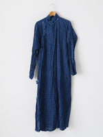 画像をギャラリービューアに読み込む, tao リネンキュプラチェック藍染ドレス [TM-O011-051]
