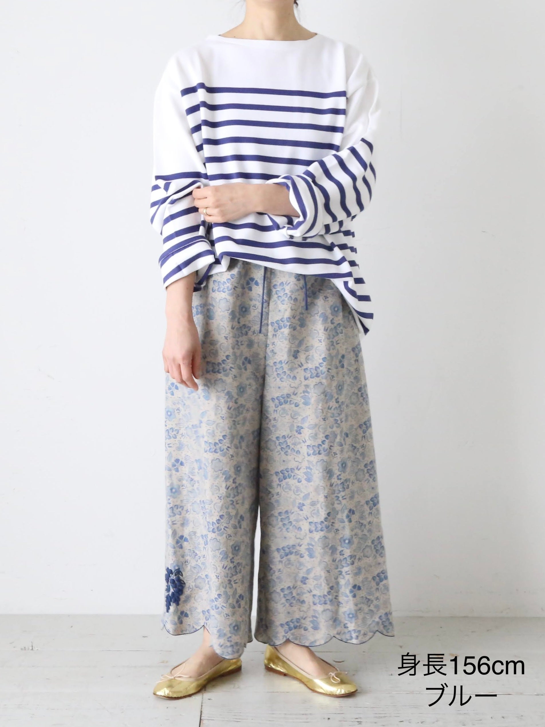 パンツ TOWAVASE Bon Voyage pants TOWAVASE ボンヴォヤージュ パンツ リネン100% ビジュー 植物柄 – CREER