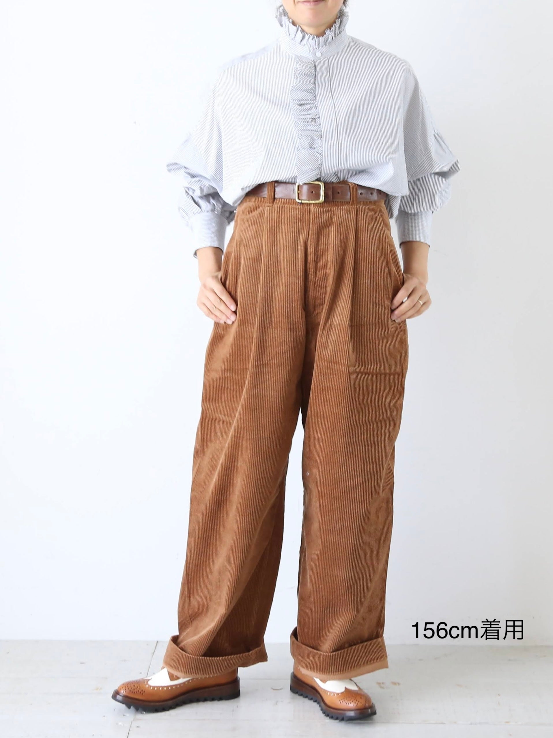 R&D.M.Co- 9Wコーデュロイタックワイドパンツ [7089]