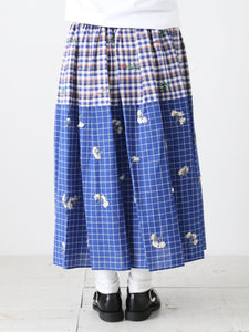 tao 綿クロスチェック刺繍スカート [TM-S023-051]