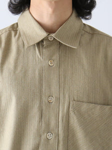FRANK LEDER ベージュウールシルクプレーンシャツ [0426039]