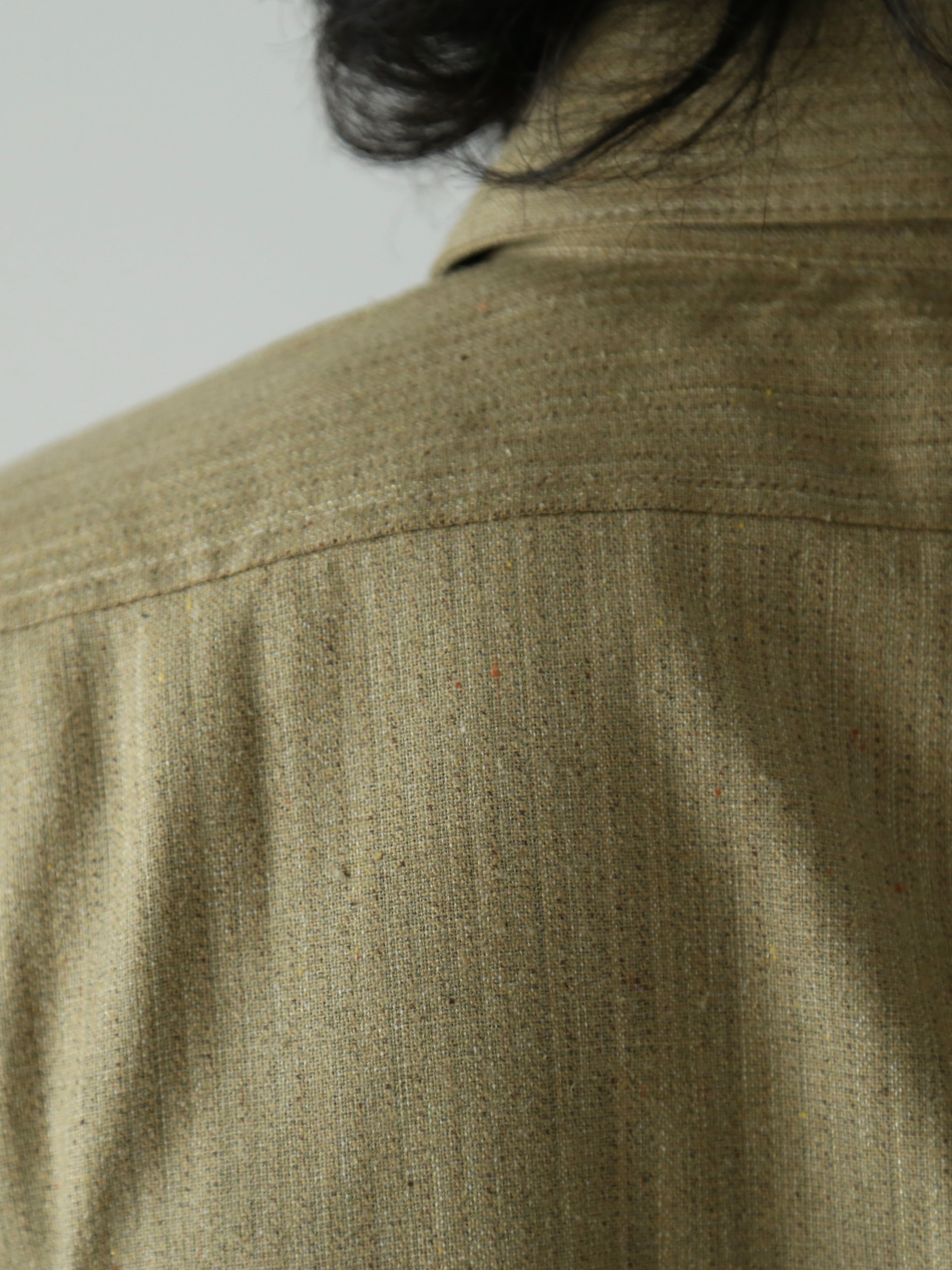 純正ショップ FRANK LEDER ウールシャツ 比翼 ドイツ製 ごま塩 - トップス